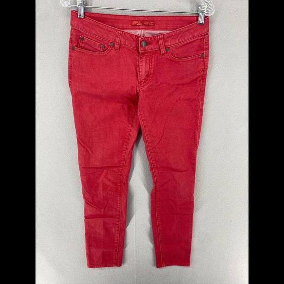 Prana Jeans Womens Size 4 / 27 Red Slim Straight Leg Mid Rise Casual Denim Pants - Picture 1 of 6